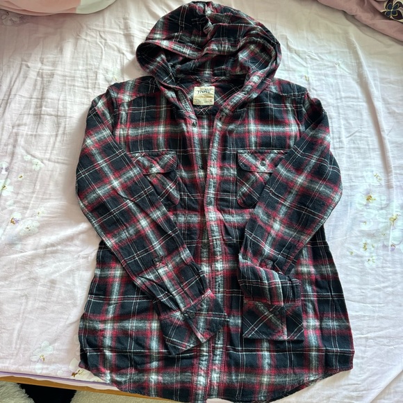TNA hooded flannel button down shirt - Picture 1 of 4
